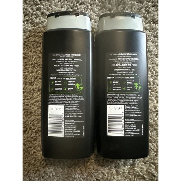 NIVEA Men Active Clean Body Wash with Natural Charcoal, 16.9oz each - Pack of 2 - Picture 3 of 4